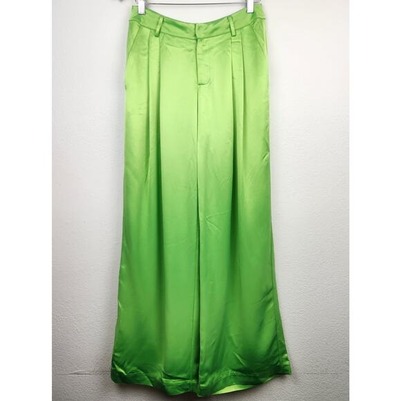 Retrofete Pauletta Pant Lime Punch Green Size Wide Leg NWT Sample Pleats Medium - Picture 3 of 11